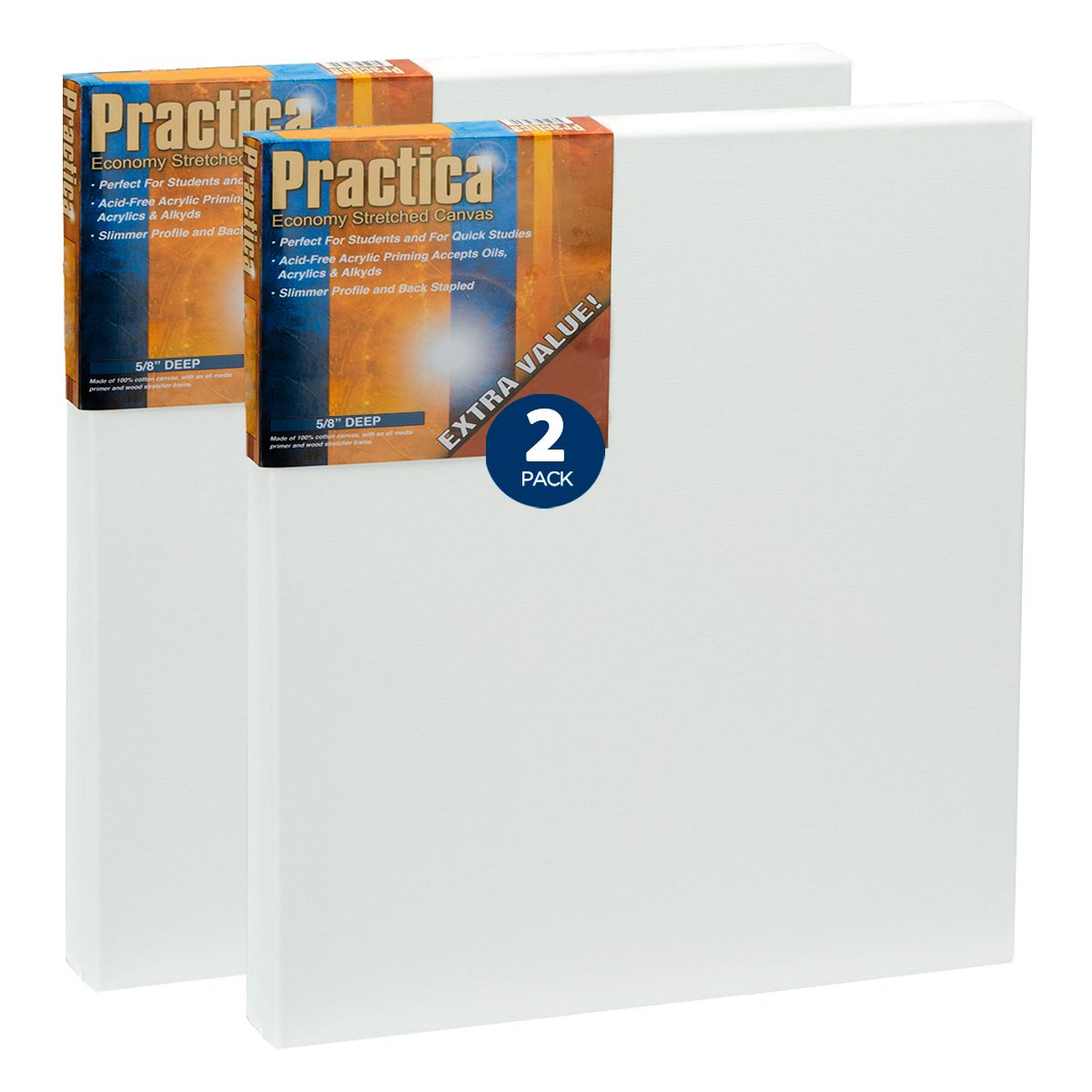 Practica Economy Stretched Cotton Canvas 20"x20" (Pack of 2) Jerry's Artarama