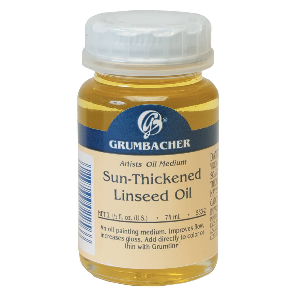 Grumbacher Pre-Tested Sun-Thickened Linseed Oil, 2.5 oz Bottle