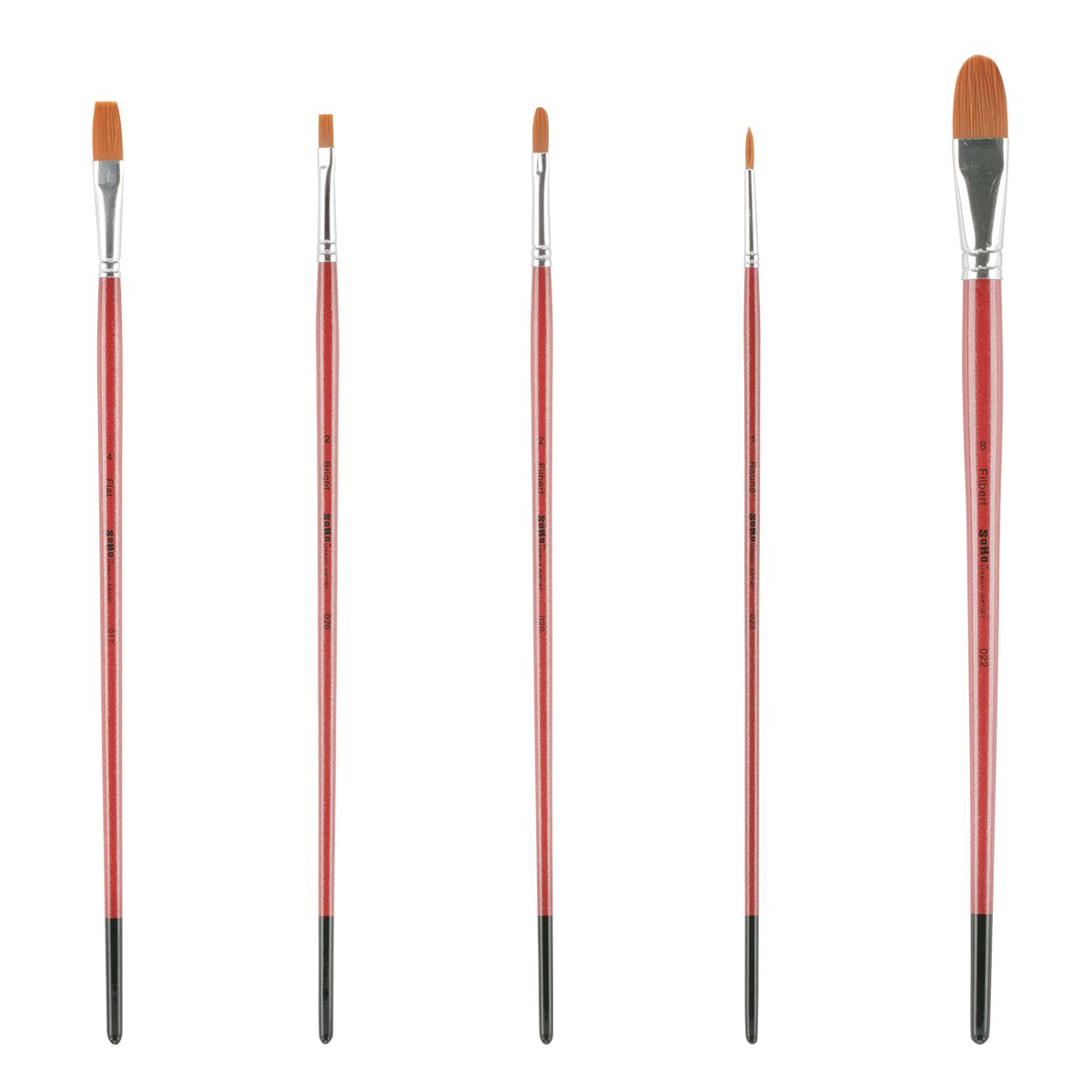 SoHo Artist Value Acrylic Brushes Set of 5, Taklon LH Jerry's Artarama