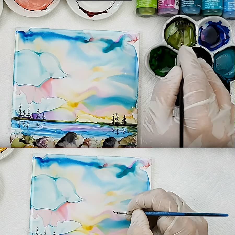 How to Paint with Alcohol Ink on Tile - Artist Teresa Kovalak