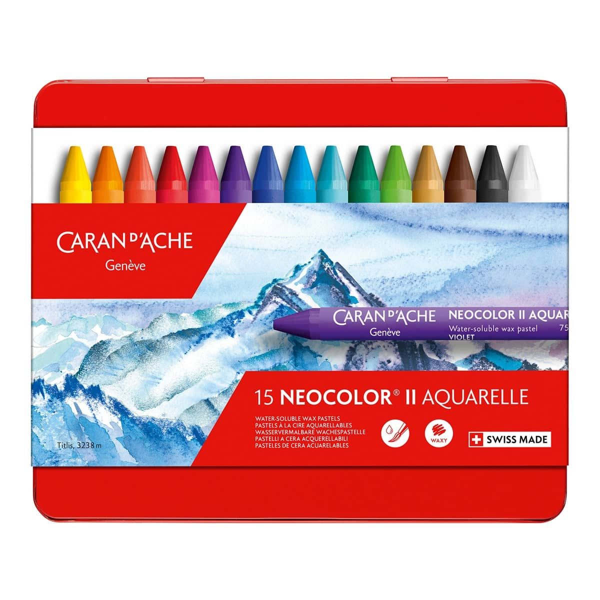 Neocolor II Aquarelle Water-Soluble Wax Pastel Tin Set of 15