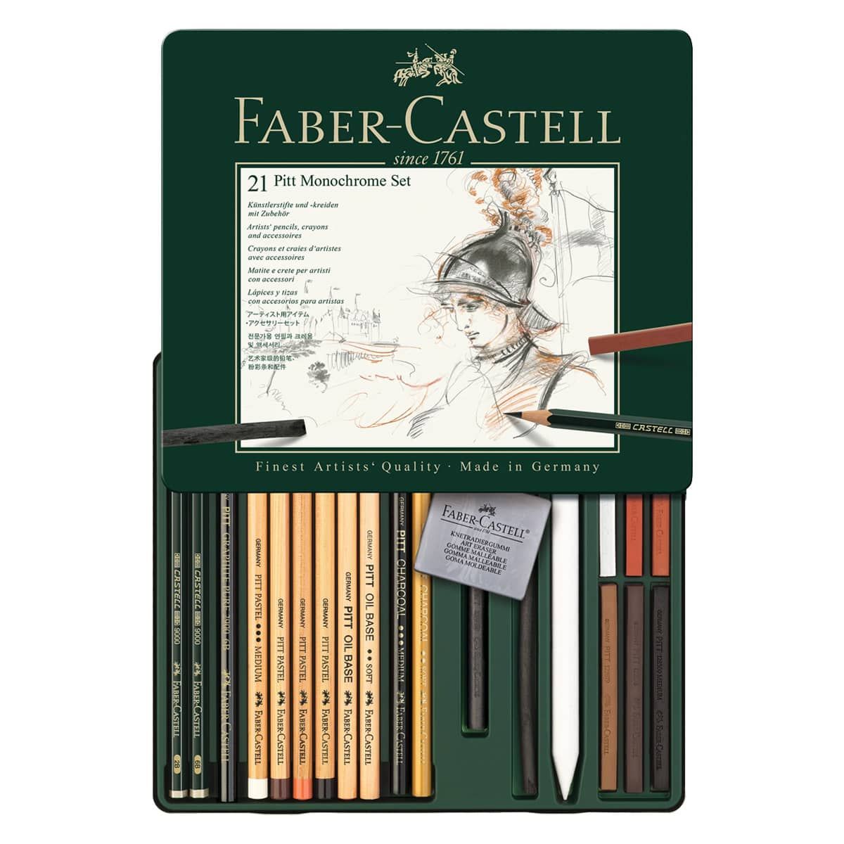 Set Dessin Faber-Castell Pitt Monochrome - Fusains Et Craies - Noir, Blanc, Sanguine, Sépia - Artiste Débutant/Confirmé