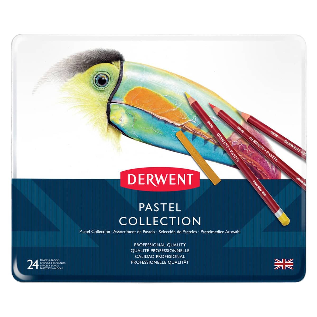 Derwent Pastel Pencils Collection Tin Set of 24 Assorted Colors