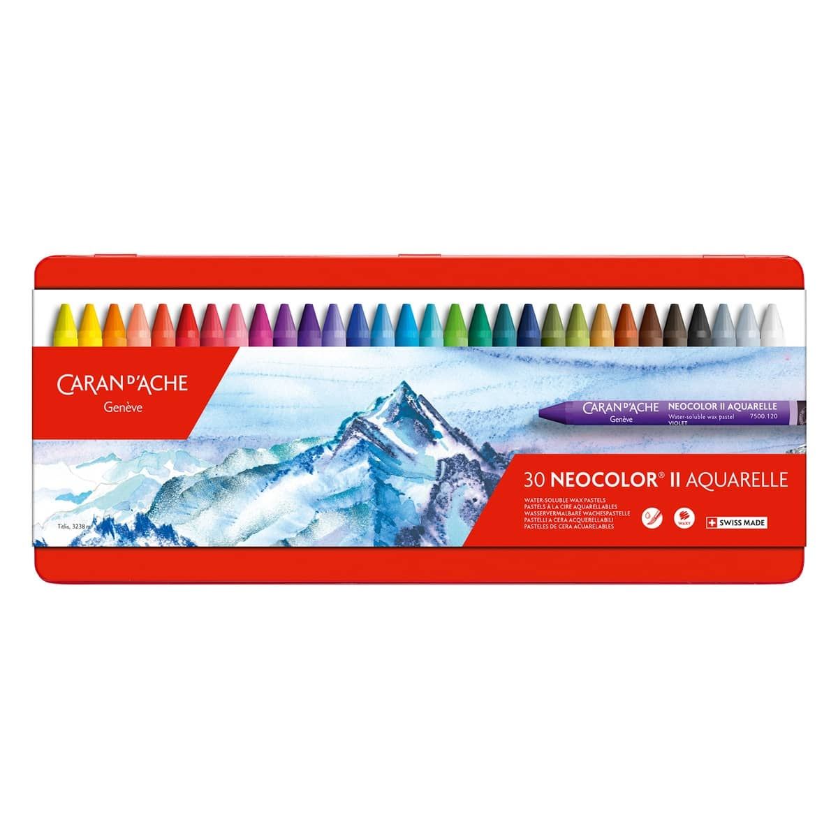 Neocolor II Aquarelle Water-Soluble Wax Pastel Tin Set of 30