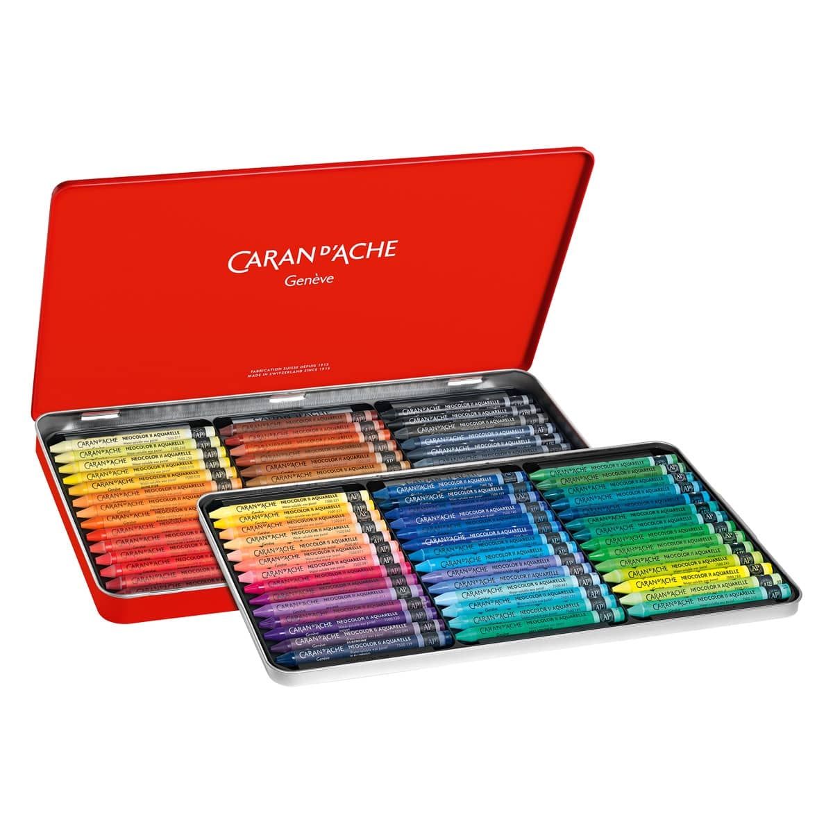 Caran D'Ache Neocolor II Aquarelle Water-Soluble Wax Pastel Tin Set of 84 - Assorted Colors