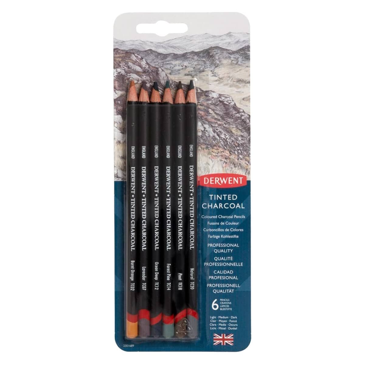 Tinted Charcoal Pencils 6 Count (4mm Core)