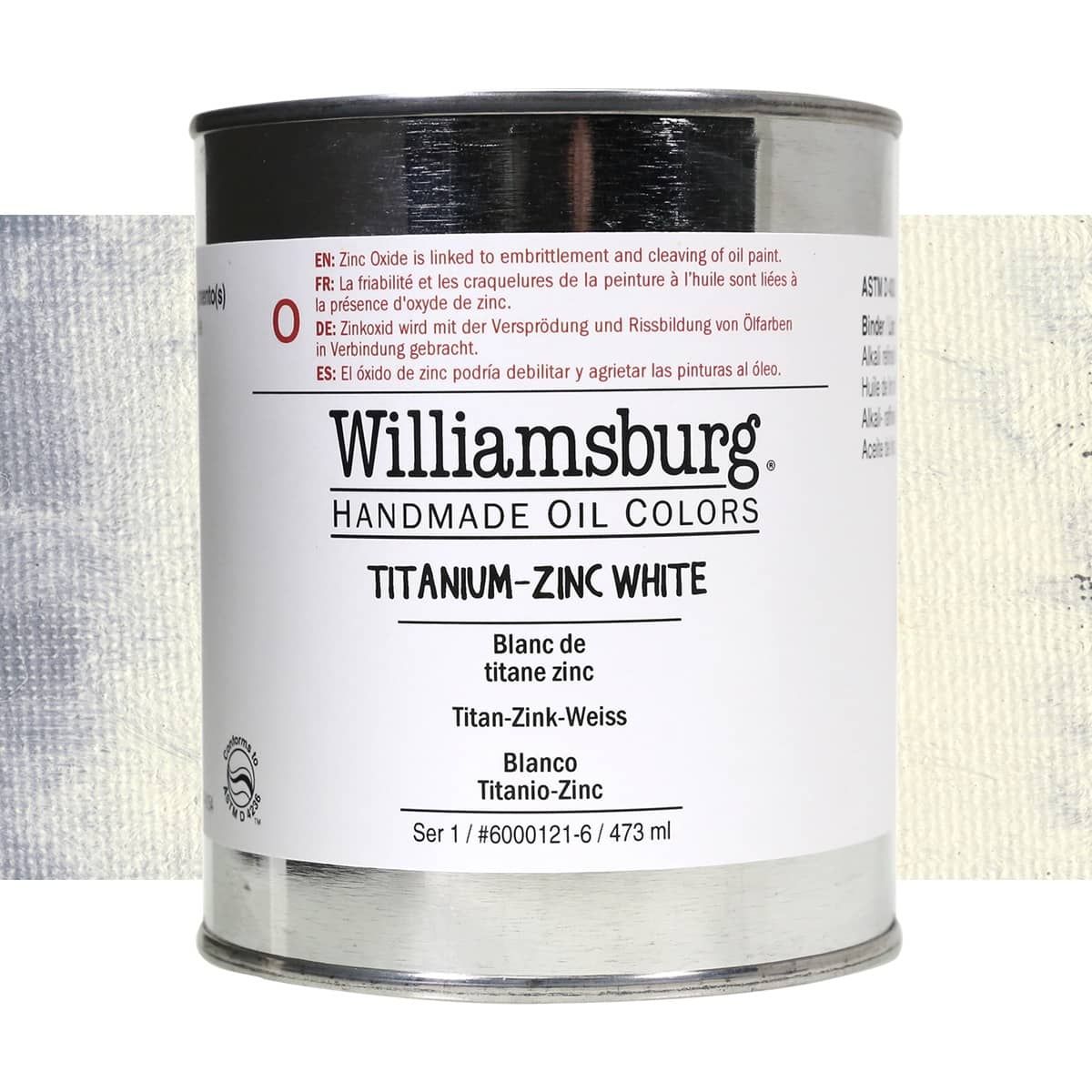Williamsburg Handmade Oil Paint TitaniumZinc White, 473ml Can