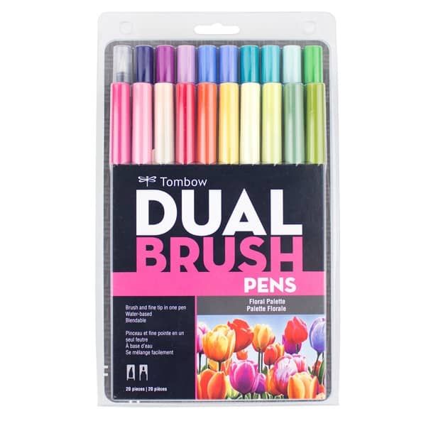 Tombow Dual Brush Pen Set of 20 Floral Colors