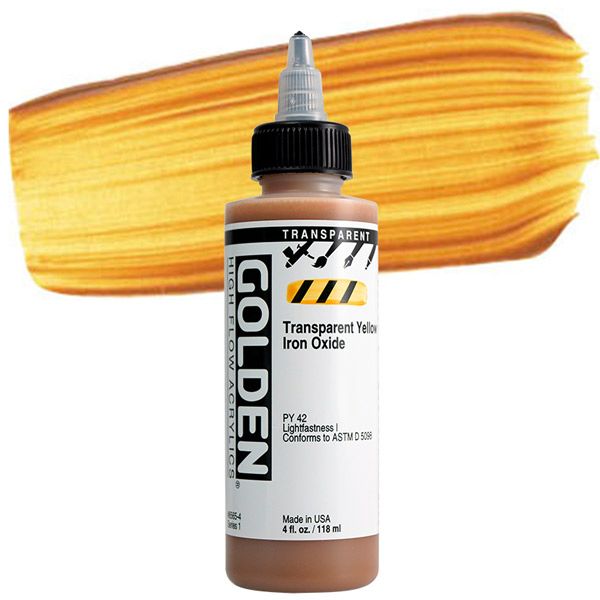 GOLDEN High Flow Acrylic, Transparent Yellow Iron Oxide, 4oz