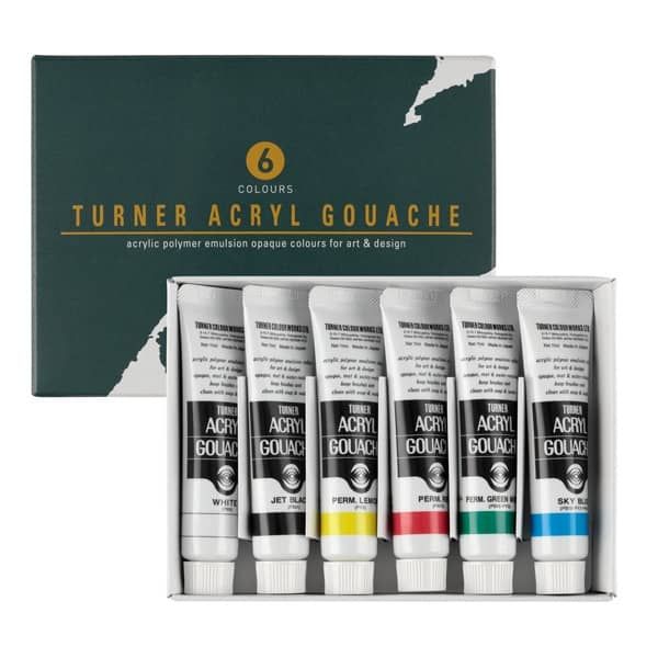 Turner Colour Acryl Gouache 11ml Basic Set of 6 Colors