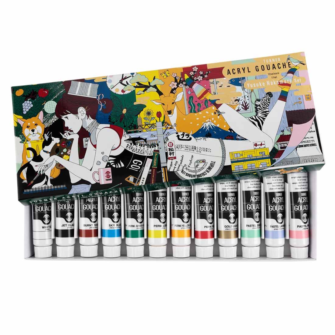 Turner Acryl Gouache Japanesque 24 Color Set A 20ml Tubes F/S w/Tracking#  Japan