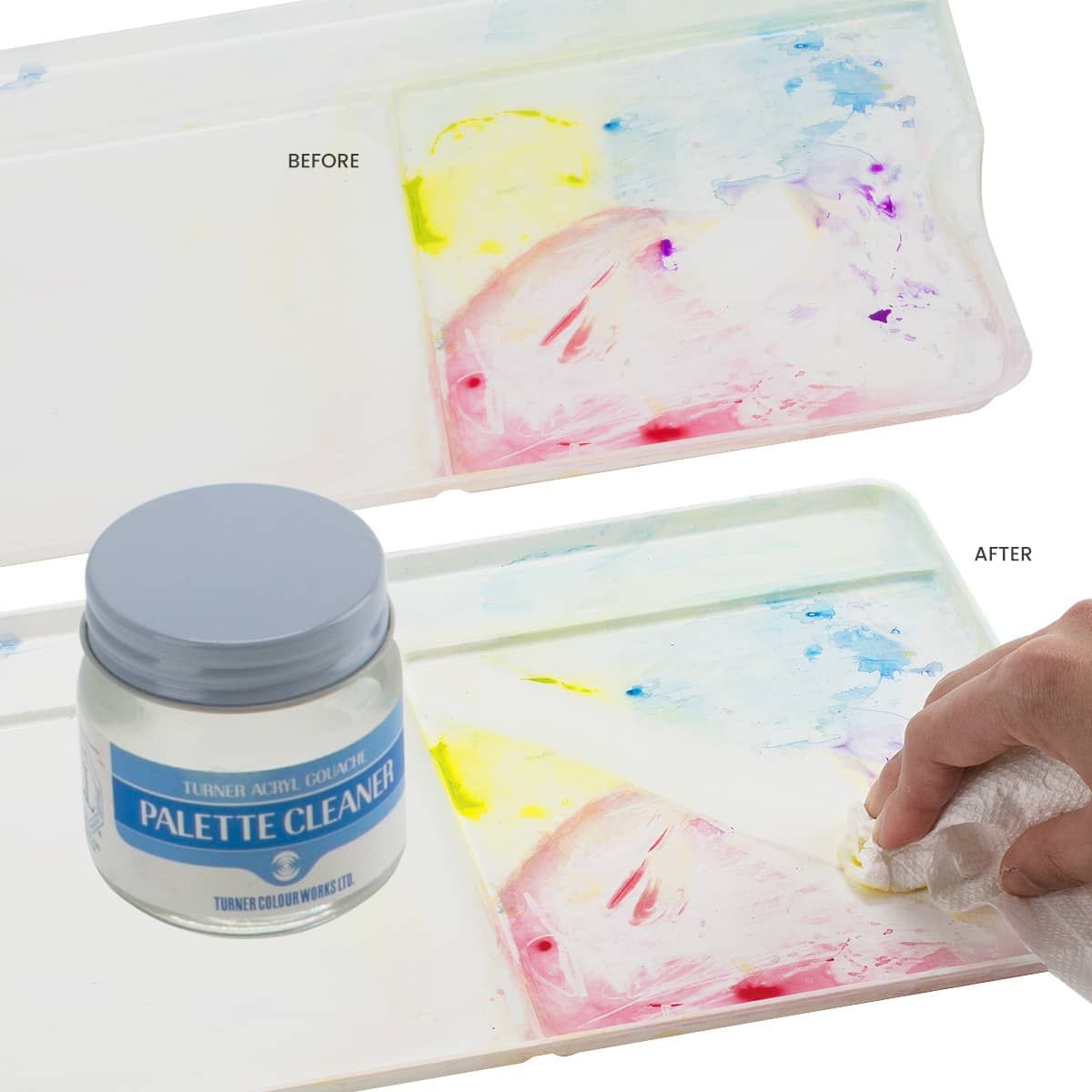 Removes acrylic gouache completely from palettes