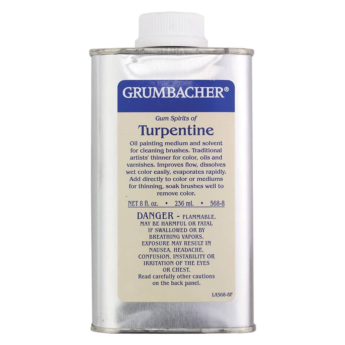Grumbacher Pre-Tested Turpentine, 8 oz Bottle