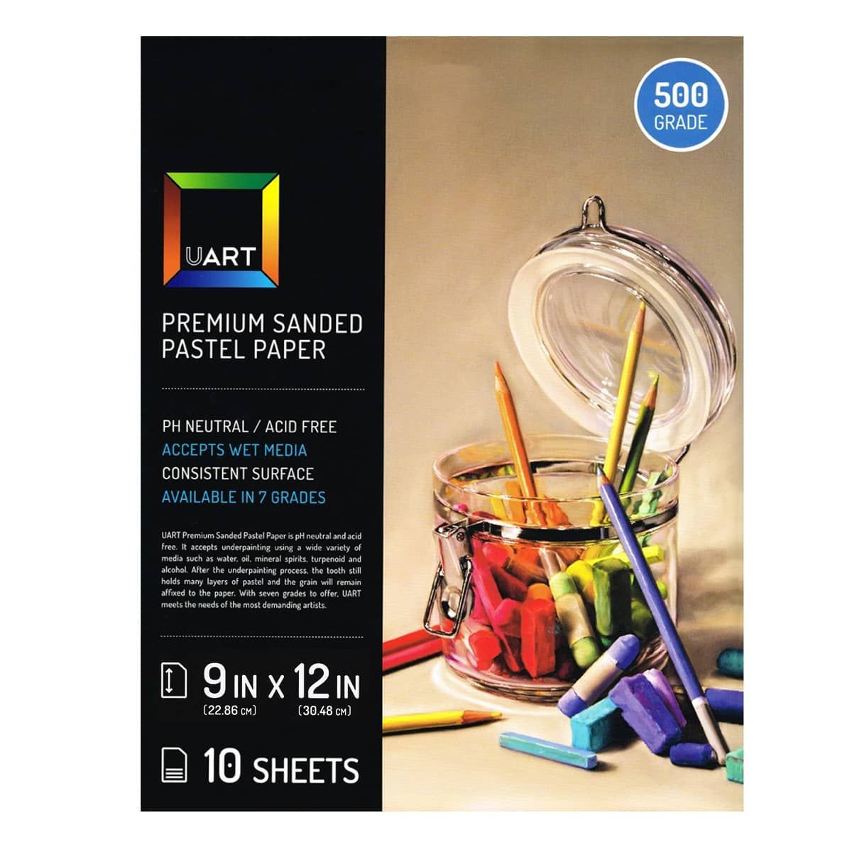 UART Sanded Pastel Paper 500 Grade 9" x 12" (Pack of 10) Jerry's Artarama