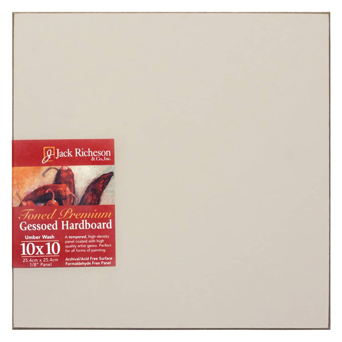 Jack Richeson 1/8" Toned Gesso Hardboard Canvas Panels Umber, 10"x10