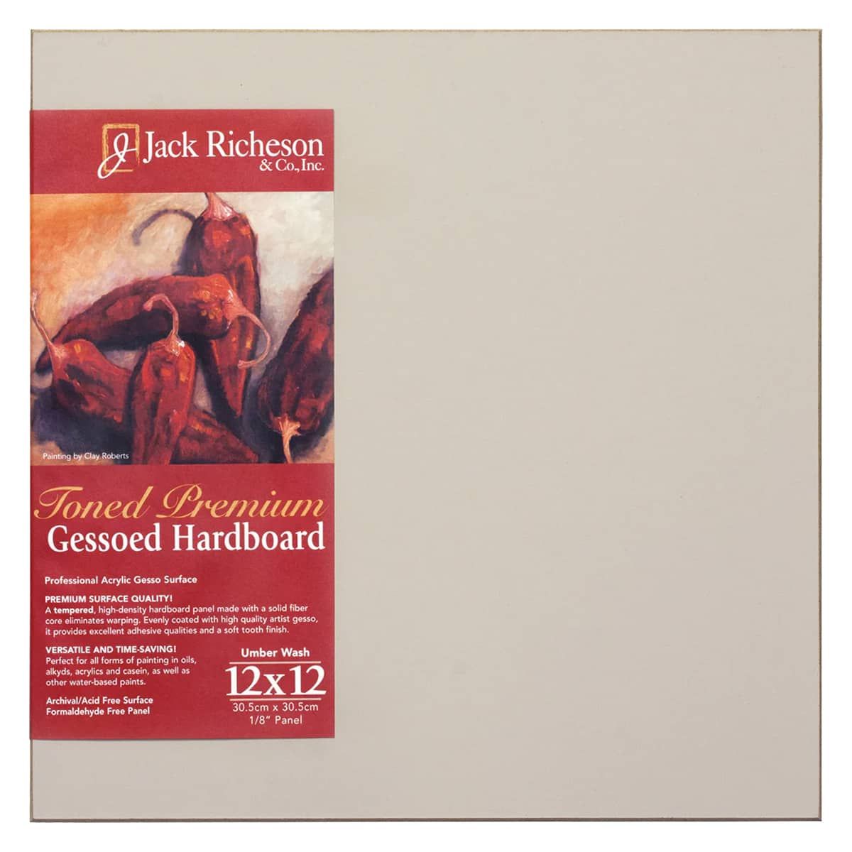Jack Richeson 1/8" Toned Gesso Hardboard Canvas Panels Umber, 12"x12" Jerry's Artarama