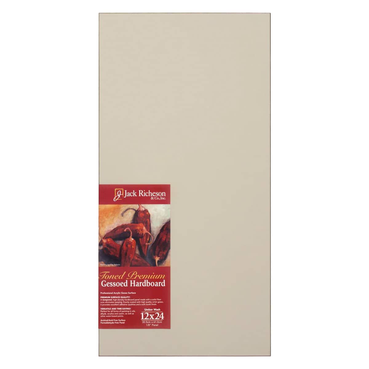 Jack Richeson 1/8" Toned Gesso Hardboard Canvas Panels Umber, 12"x24