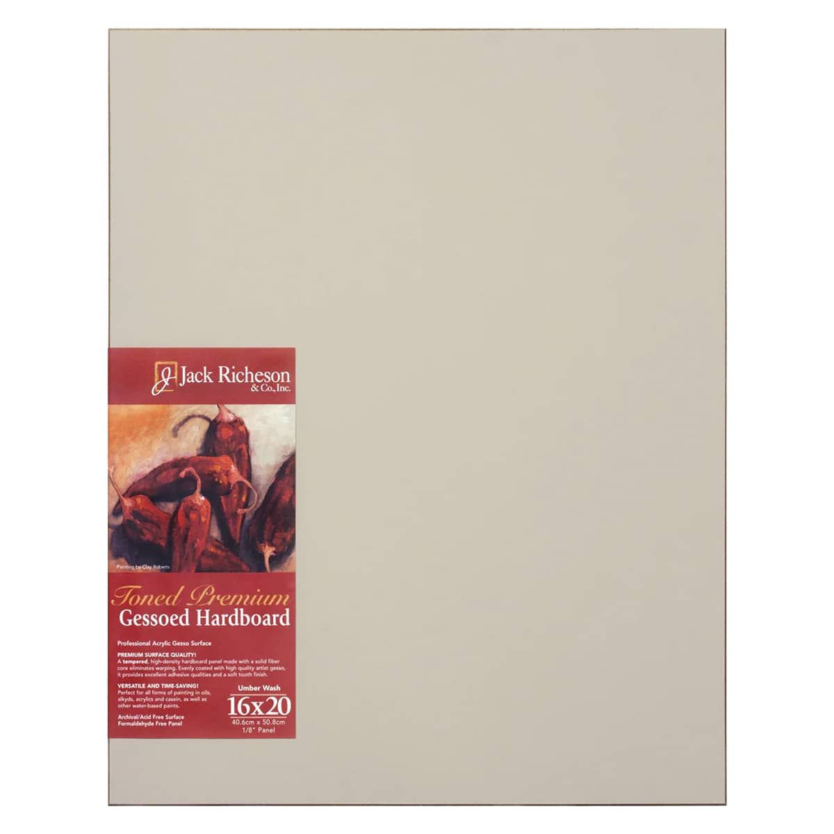 Jack Richeson 1/8" Toned Gesso Hardboard Canvas Panels Umber, 16"x20