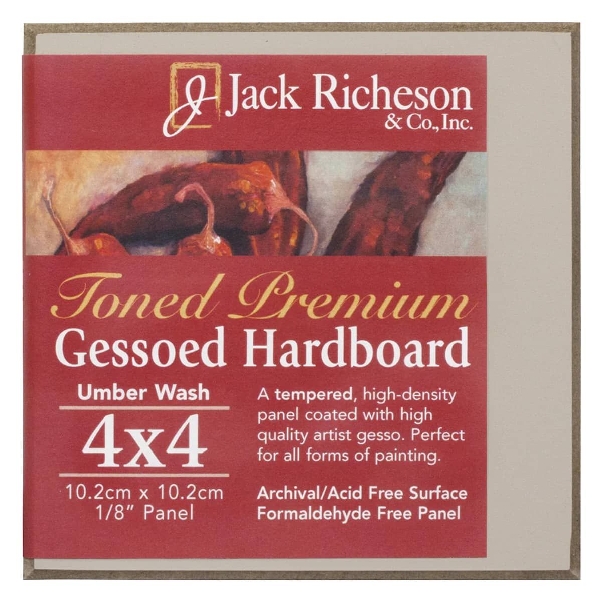 Jack Richeson 1/8" Toned Gesso Hardboard Canvas Panels Umber, 4"x4" Jerry's Artarama