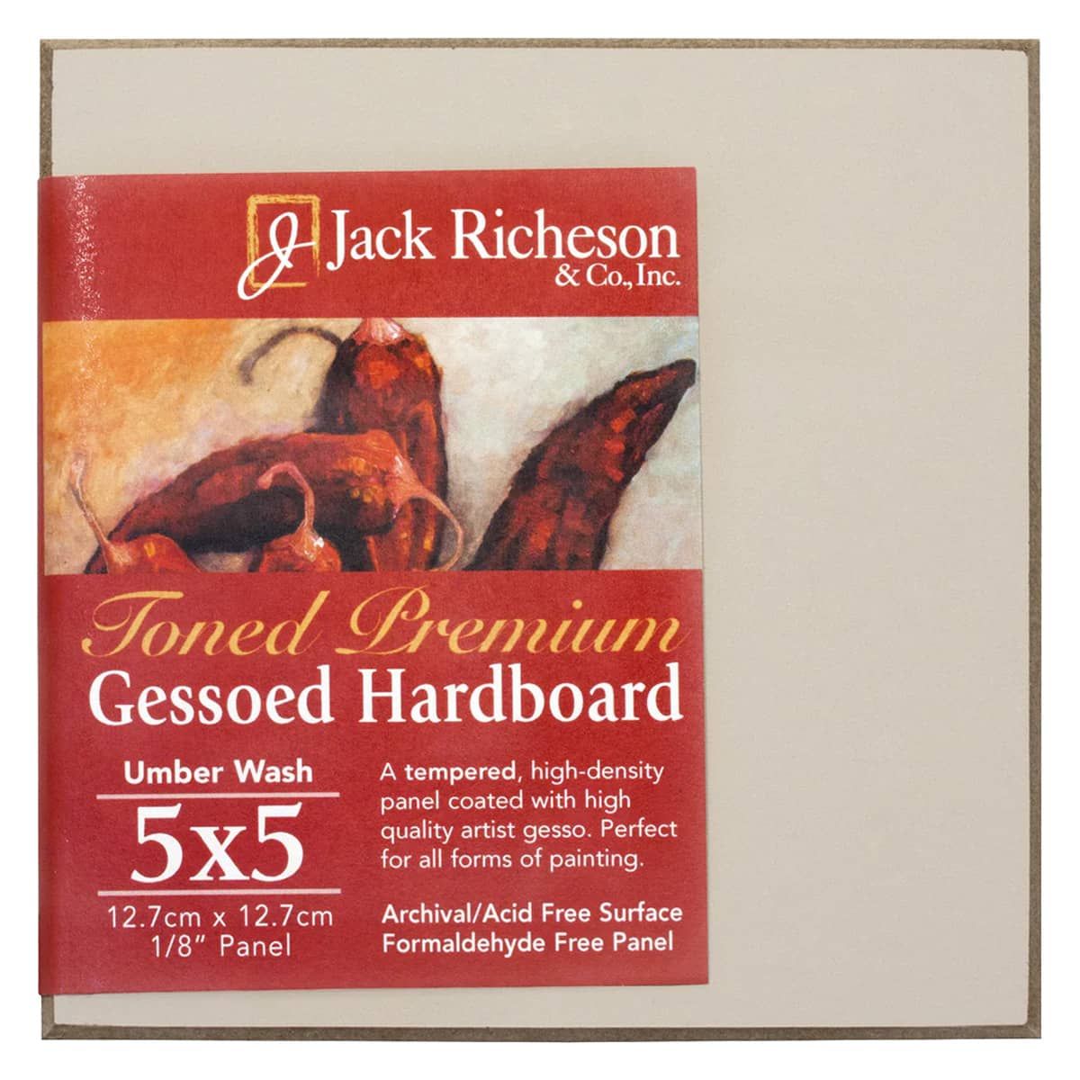 Jack Richeson 1/8" Toned Gesso Hardboard Canvas Panels Umber, 5"x5