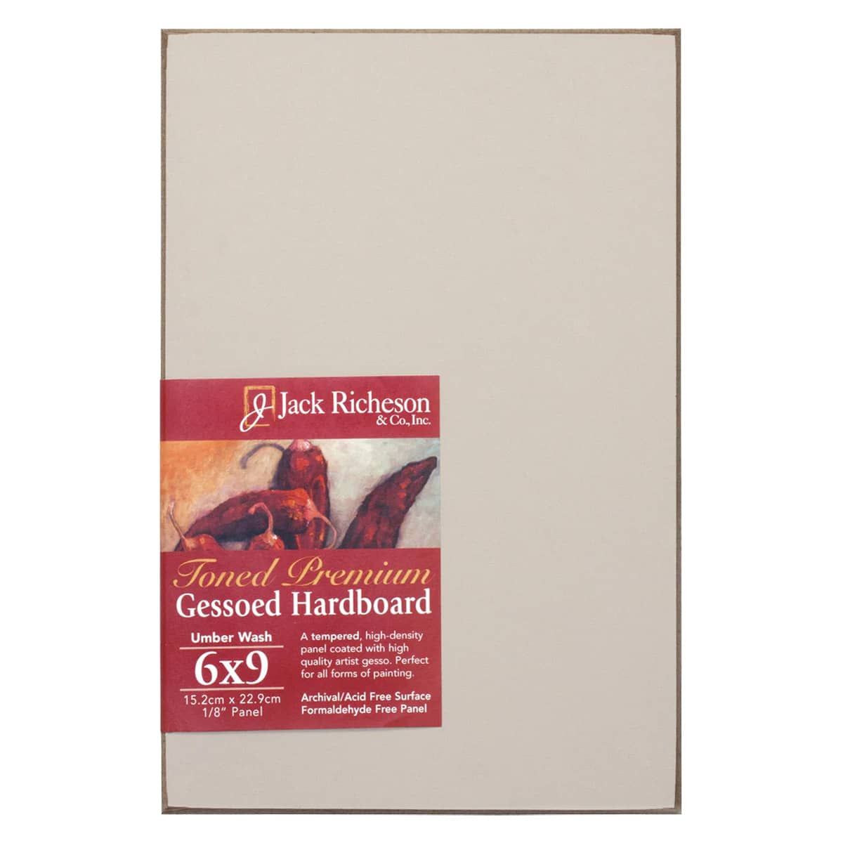 Jack Richeson 1/8" Toned Gesso Hardboard Canvas Panels Umber, 6"x9