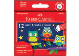 Faber-Castell GRIP Erasable Crayons 12 Pack - Assorted Colors
