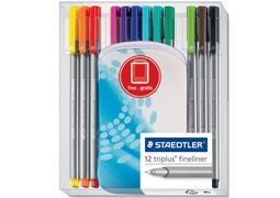 Staedler Tri-Plus Fineline Pens Set of 12 - Assorted Colors