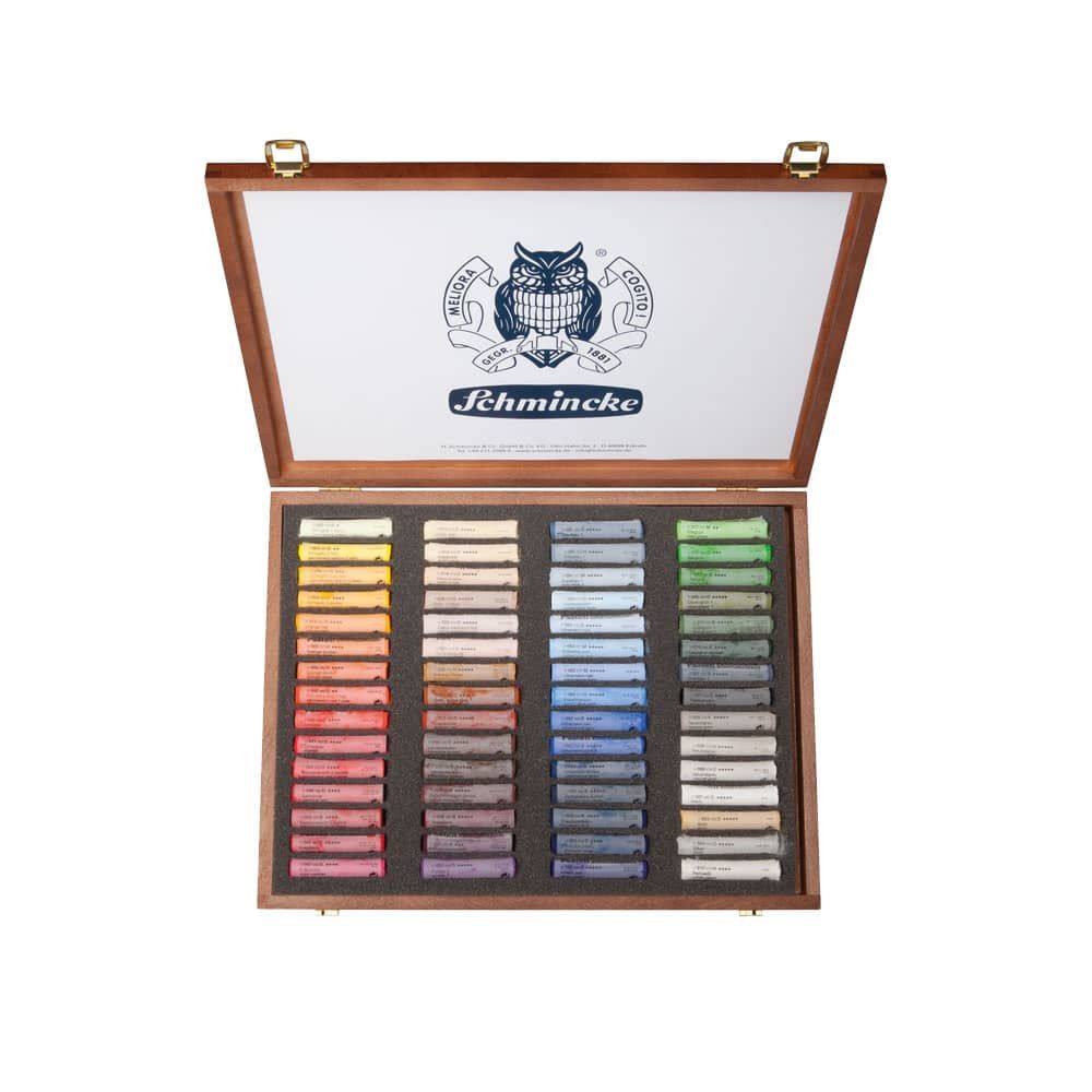 Schmincke Soft Pastels Walnut Stained Wood Box Set of 60, Assorted