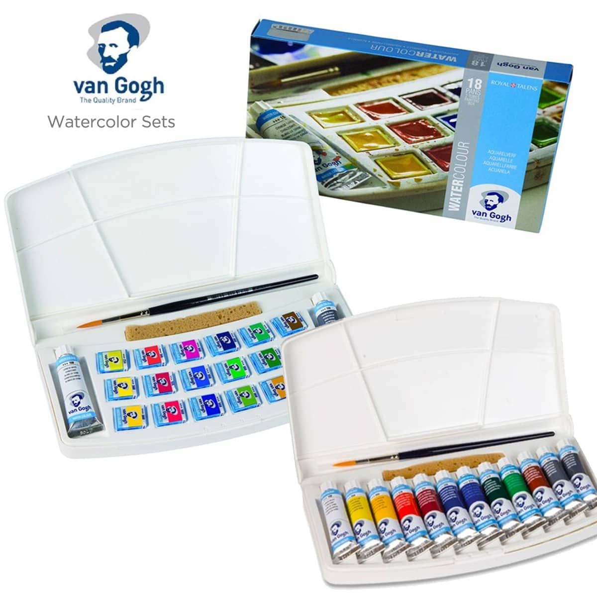 Van Gogh Watercolor Sets of 18 Half Pans & 12 10ml Tubes Jerry's Artarama