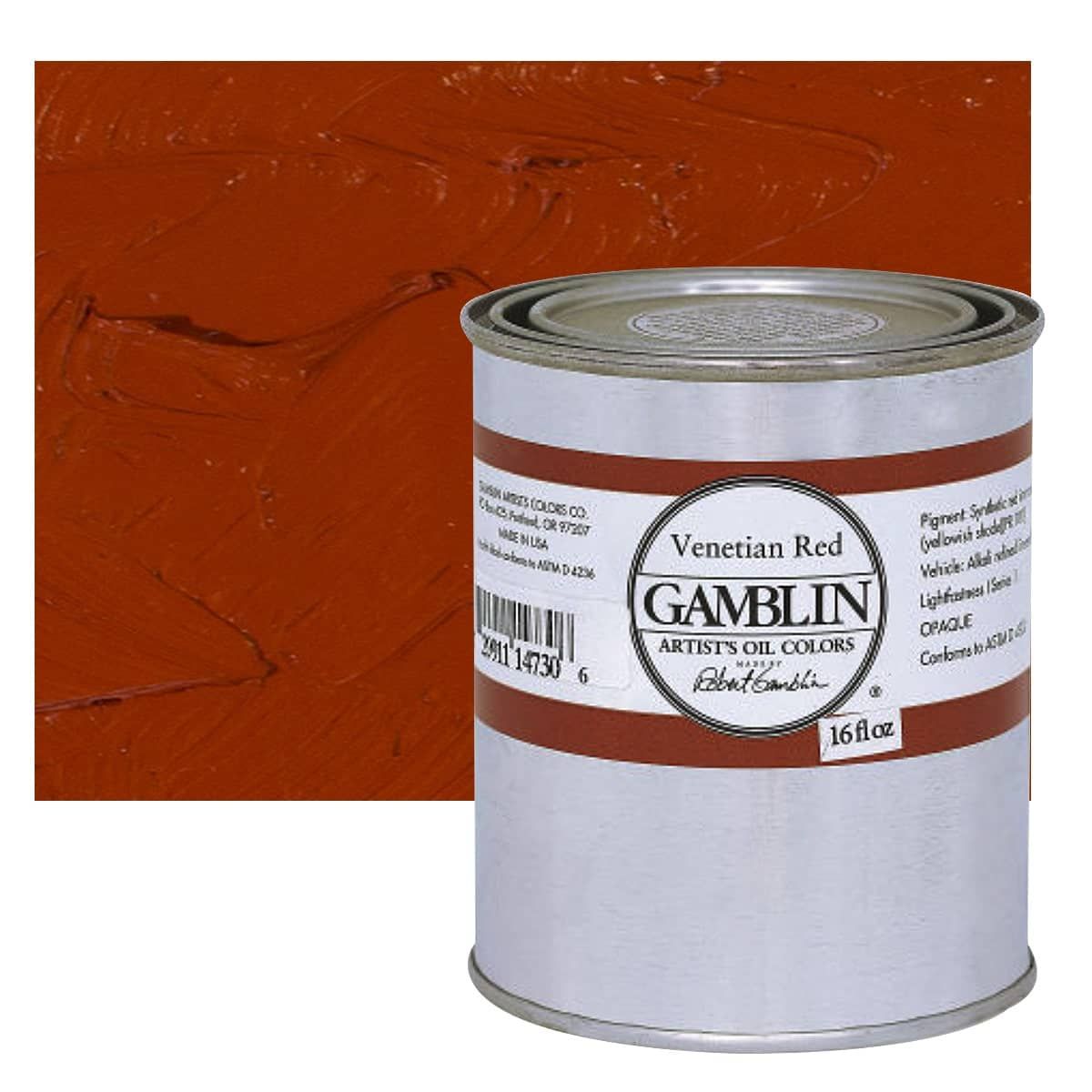 Gamblin Artists Oil - Venetian Red, 16oz Can | Jerry's Artarama