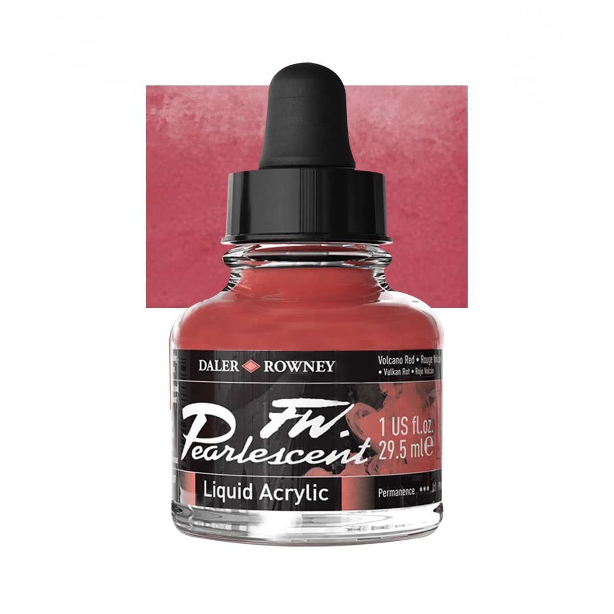 Daler-Rowney F.W. Pearlescent Acrylic Ink 1 oz Bottle - Volcano Red