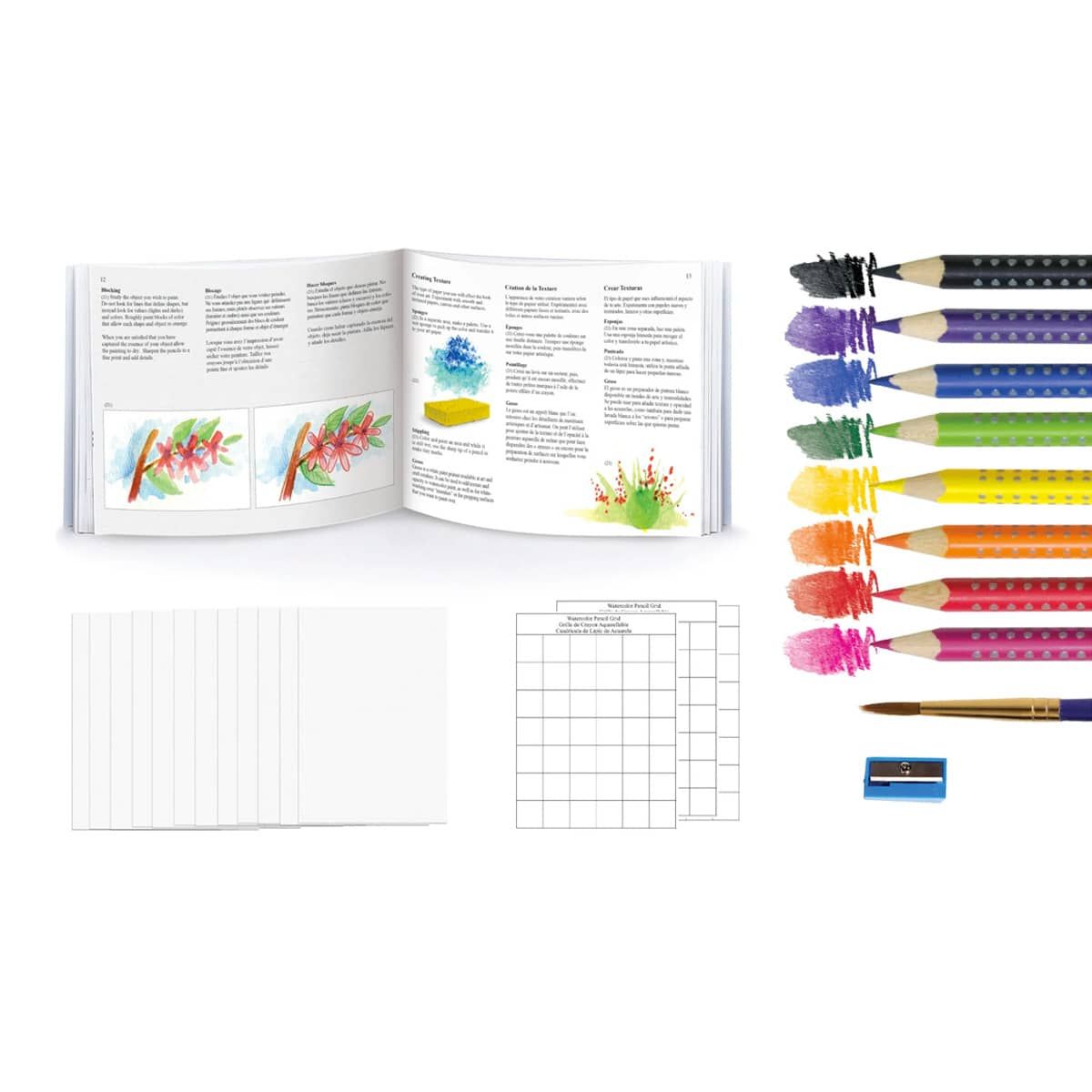 Designed for beginners and teaches the basic techniques of working with watercolor pencils!