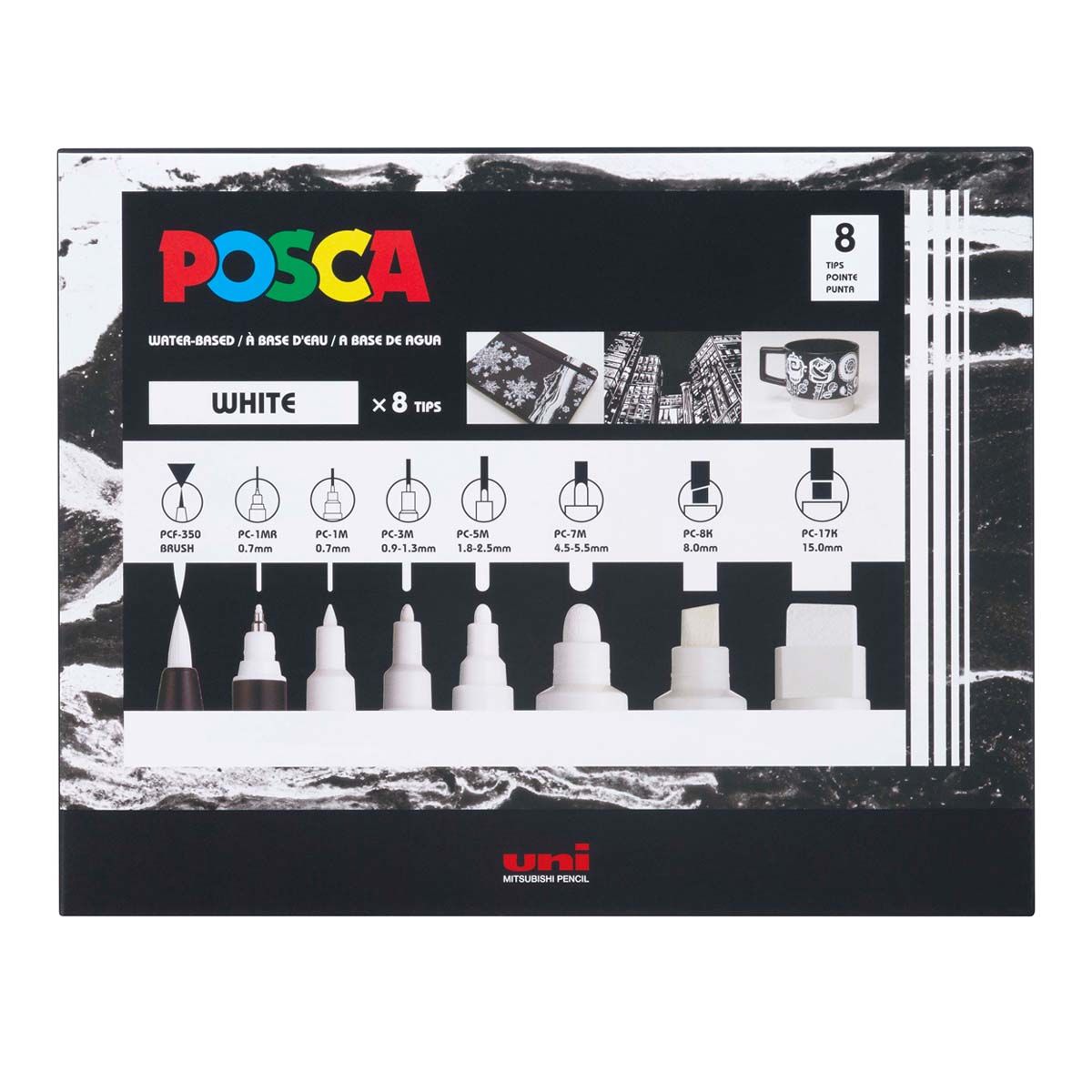Uni Posca Markers Set of 8 Medium 2.5mm