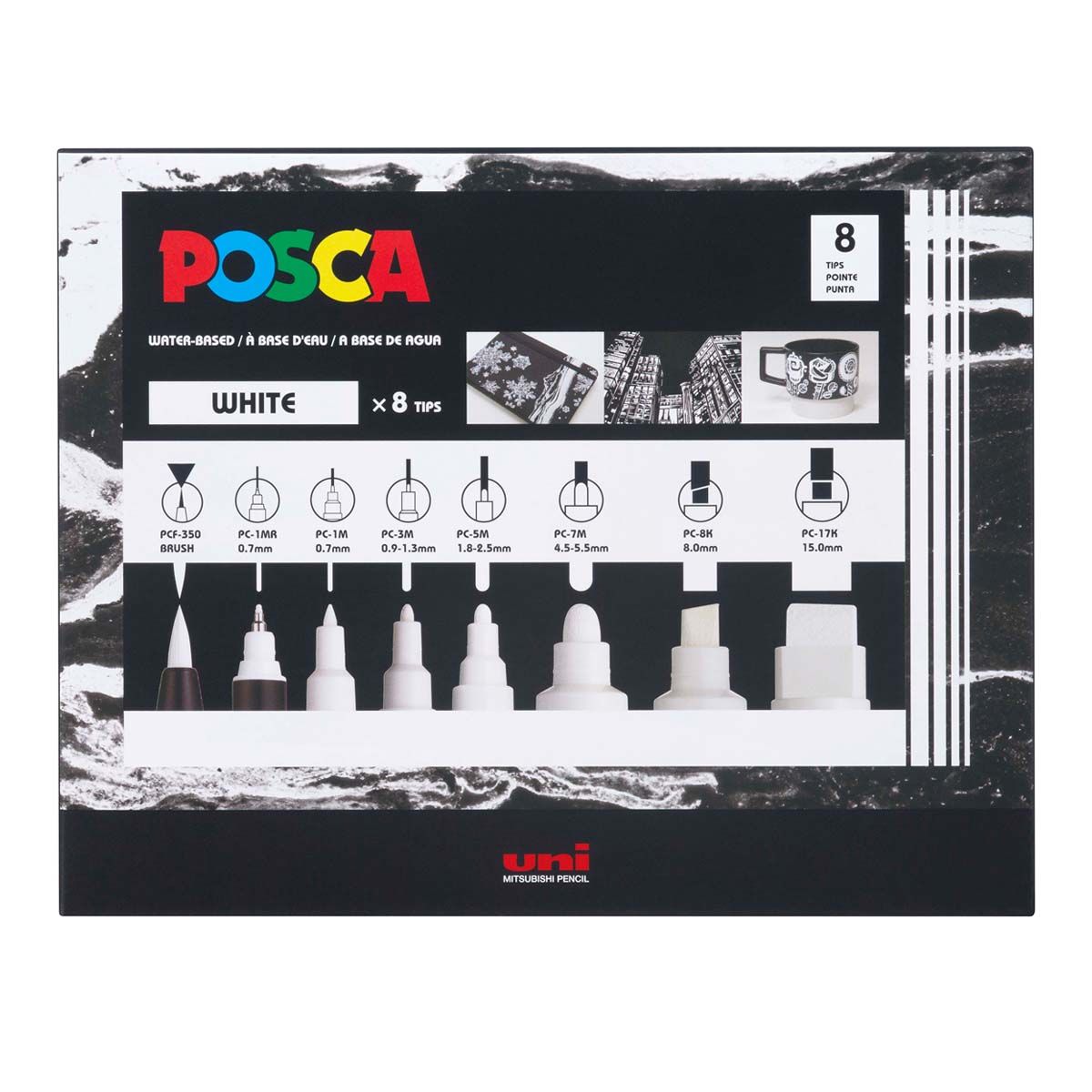 Uni POSCA Marker Pen PC-3M Fine Set of 2 (Black White)