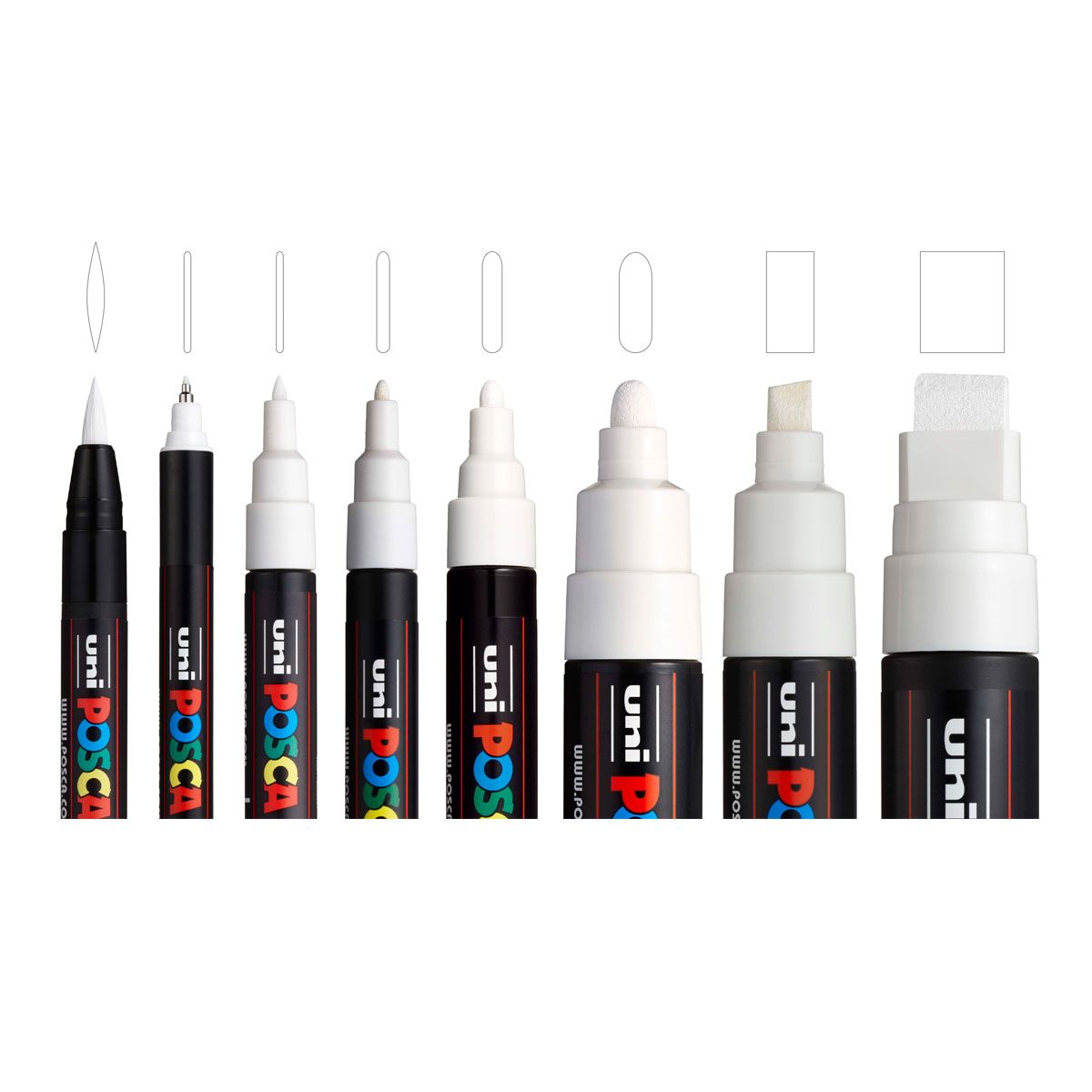 Uni Posca White Paint Markers - 8-pack Assorted Points - 9835480