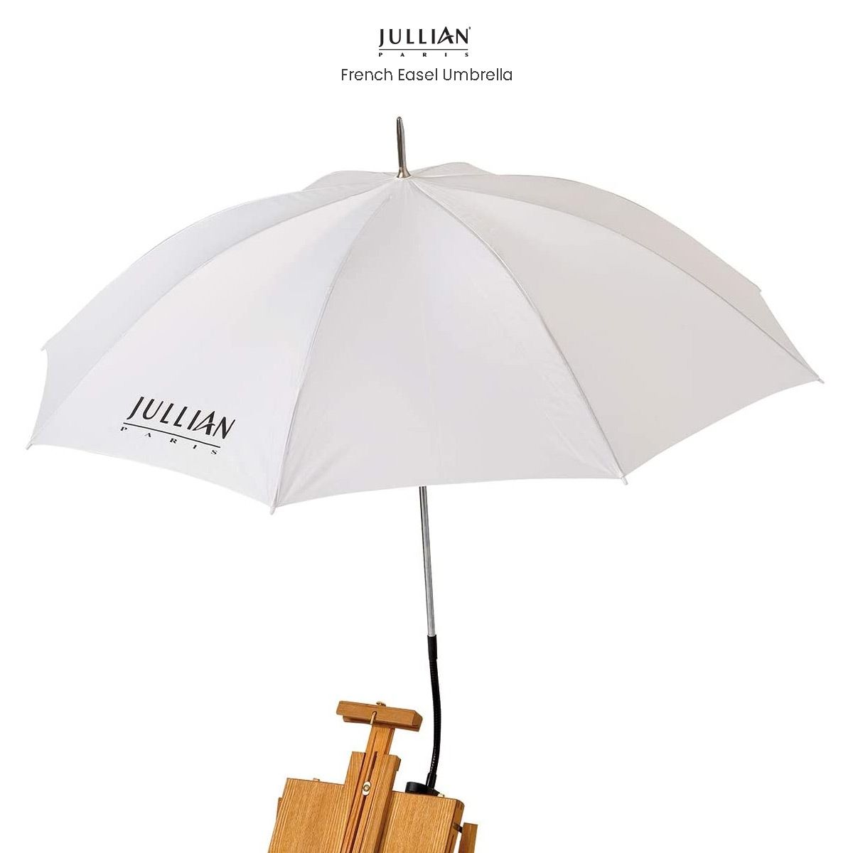 Jullian French Easel Umbrella White - Adjustable Clamps To the Easel
