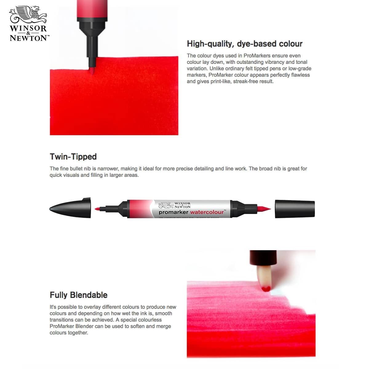  Winsor & Newton ProMarker Watercolor Marker’s are intermixable with Winsor & Newton Water Colours and mediums