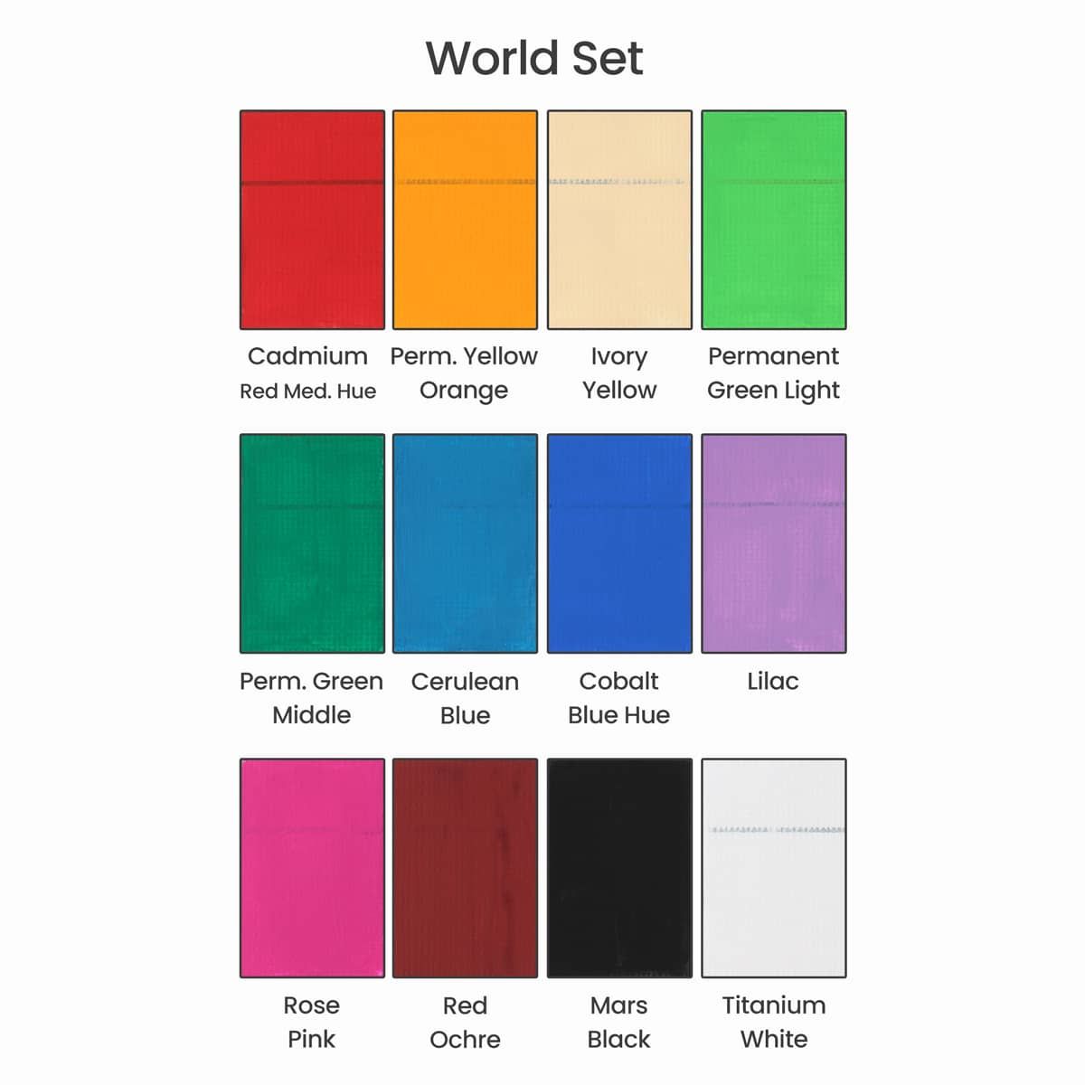 Set of 12 World colors, 11ml tubes