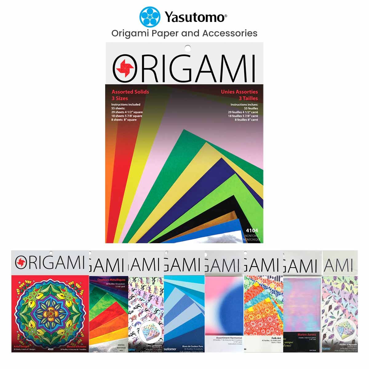 4 Sets Sqaure Japanese Origami Paper Yuzen Paper for DIY Crafts