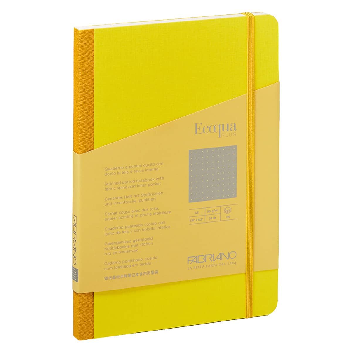 Fabriano EcoQua+ Notebook 5.8 x 8.3" Fabric Dot Grid Yellow