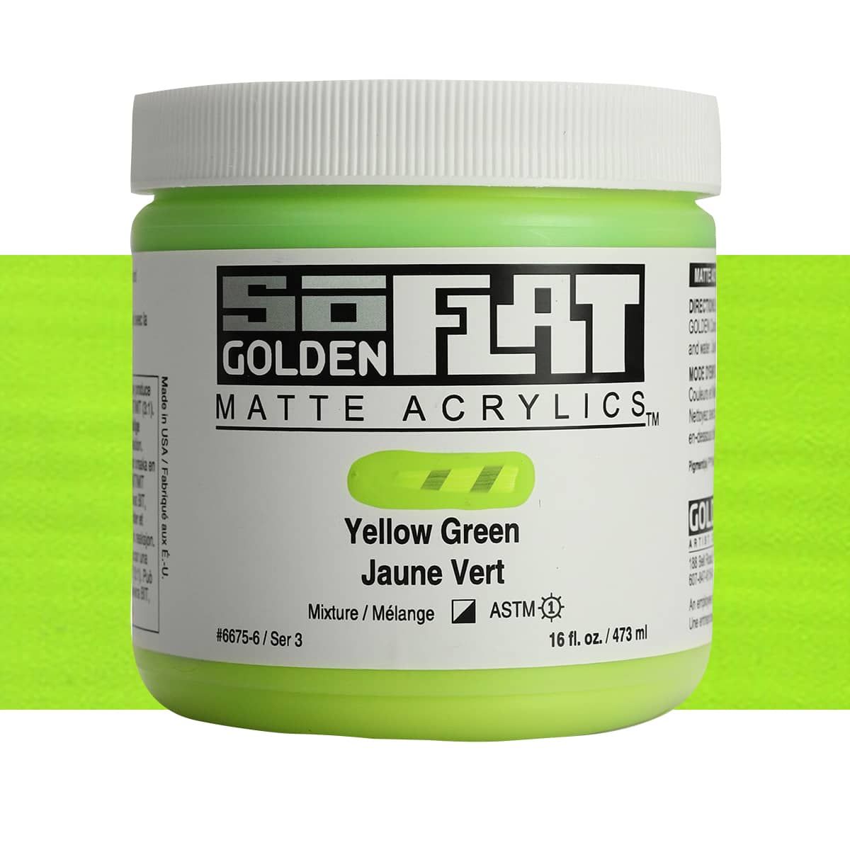 Golden SoFlat Matte Acrylic 16 oz Yellow Green