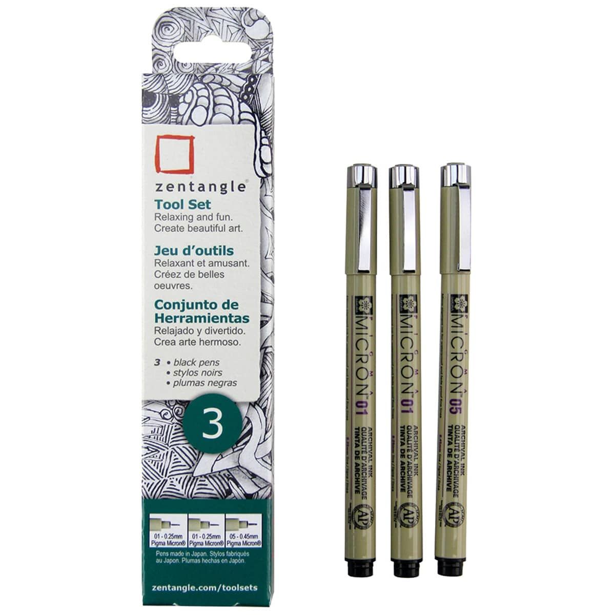 Zentangle Kit Set med 10 dela - Pigma Micron pennor - Konstnarshop.se