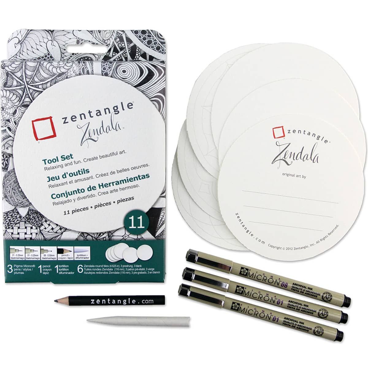 Sakura Zentangle Drawing Set Black Ink Set Of 9 Pieces - Office Depot