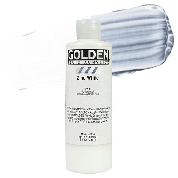 GOLDEN Fluid Acrylics Zinc White 8 oz Jerry's Artarama