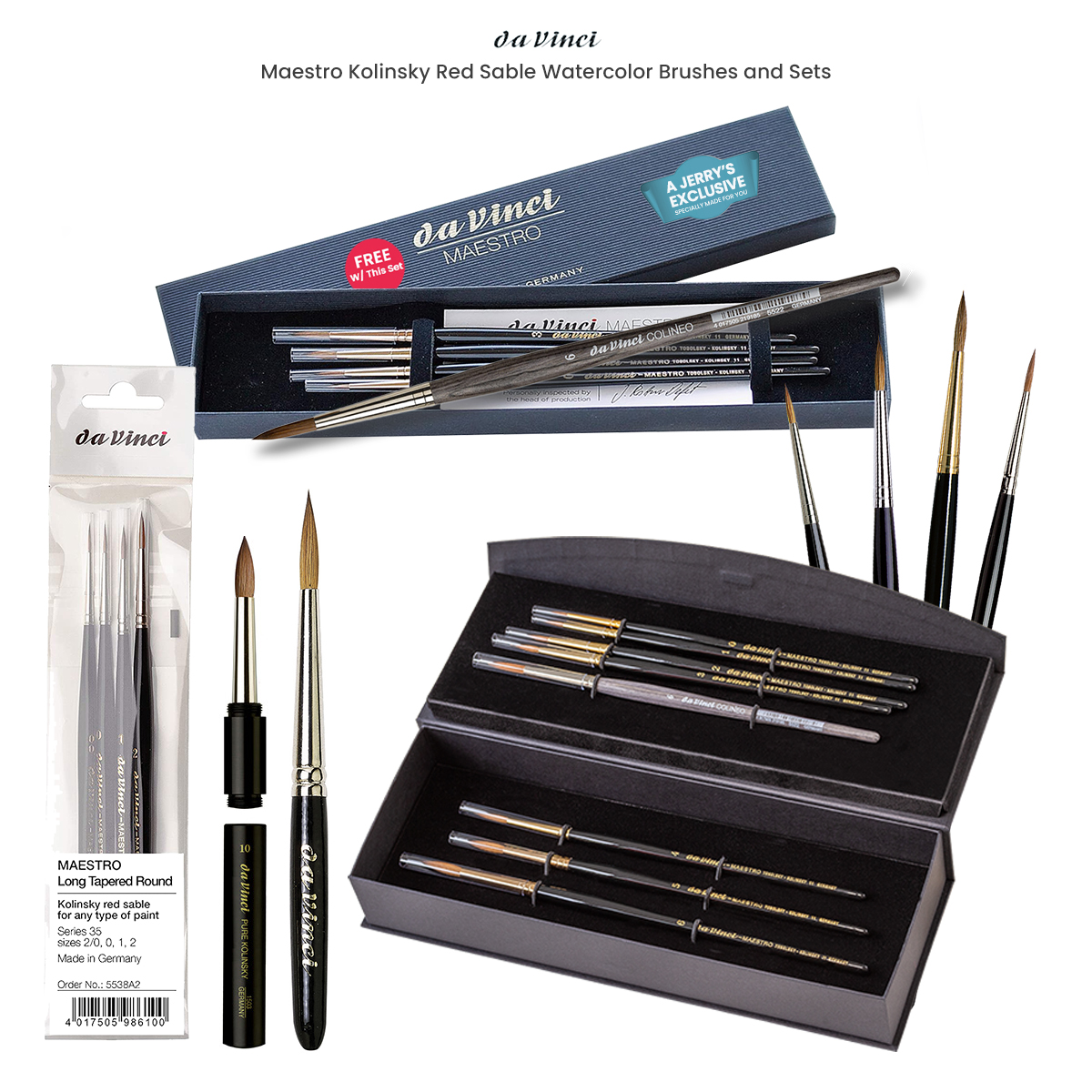 da Vinci Maestro Kolinsky Red Sable Watercolor Brushes and Sets