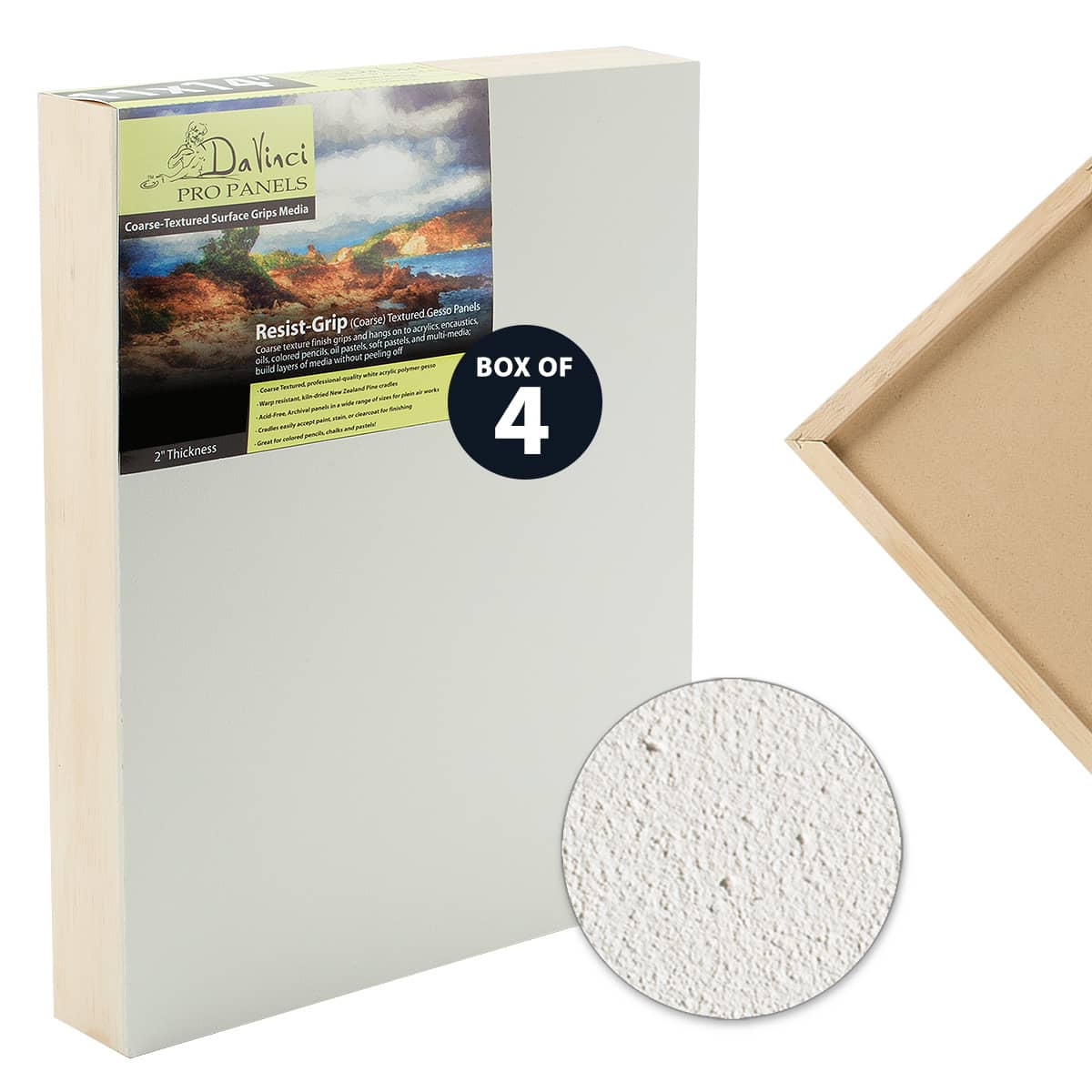 Craft & Pouring Art PHOENIX Gesso Wood Art Painting Panel Boards Professional 3/4 Inch Cradled Wood Hardboard Canvas for Mixed-Media 16x20 Inch/2 Pack Coarse Surface Wood Paint Pouring Panels 
