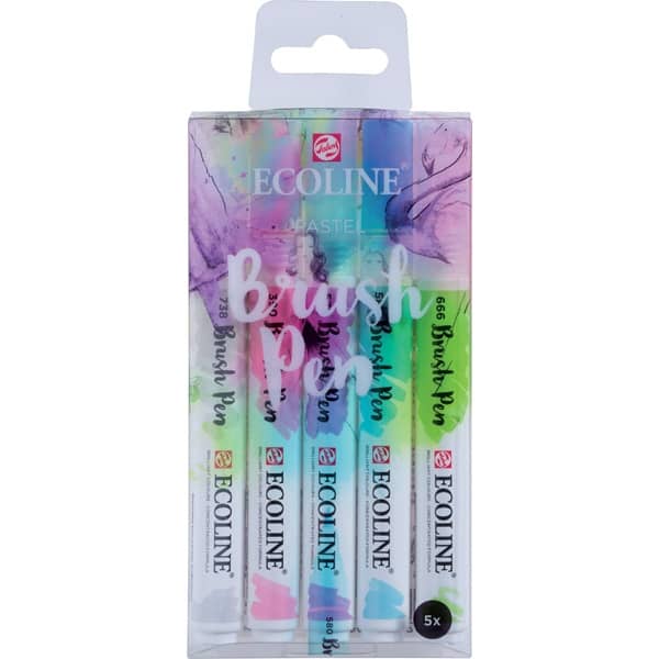 Ecoline Pastel Watercolor Brush pen Set of 5 (a $19.95 value)