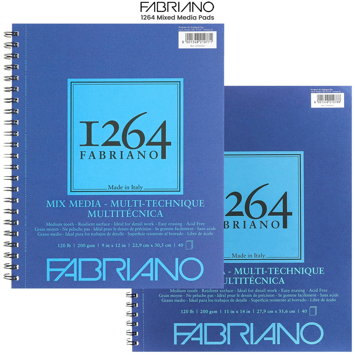 Fabriano 1264 Sketch Pad, Glue Bound, 18”x24”, 60 lb, 100 Sheets, 100%  Alpha-Cellulose, Sketching & Drafting 