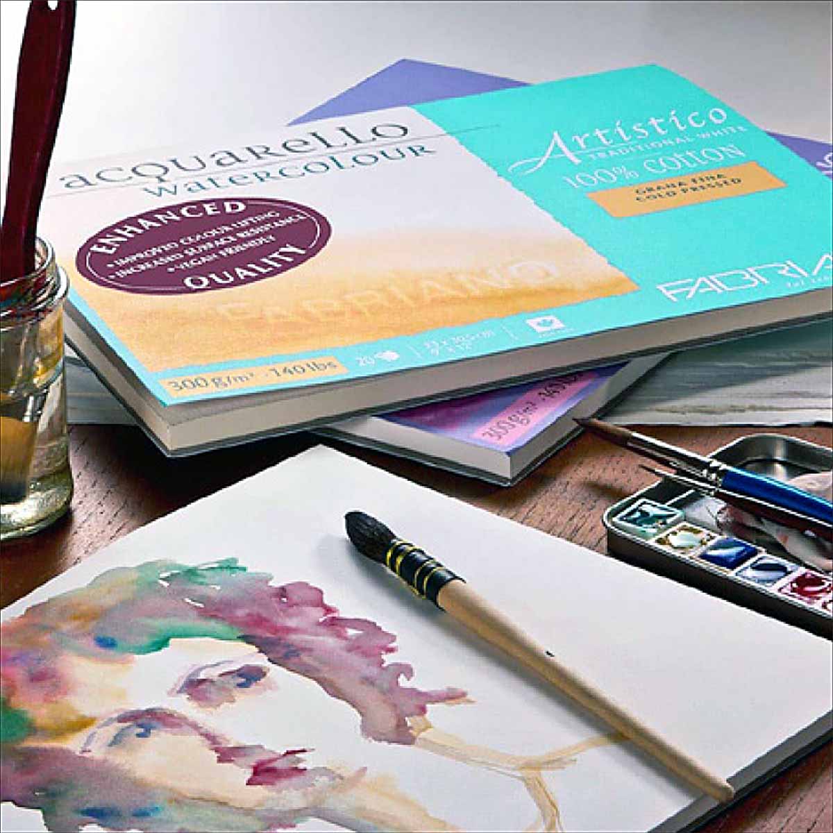 Fabriano Artistico Watercolor Block - 7x10in Extra White, 140 lb Cold Press + 4 Free Sheets