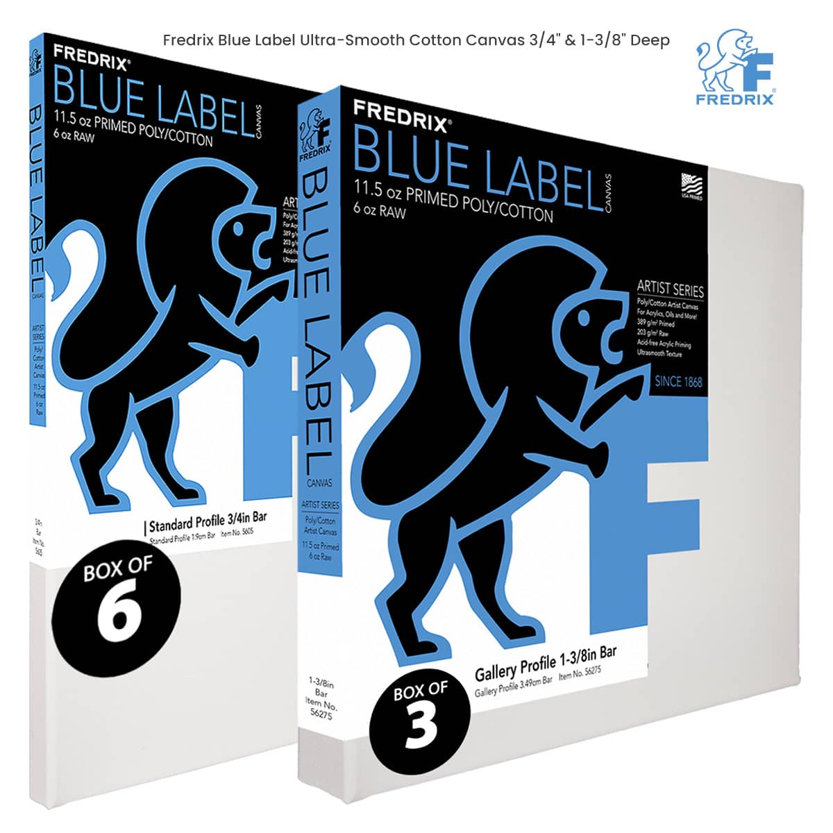 Fredrix Blue Label Cotton Canvas - Ultra-Smooth 3/4 Deep